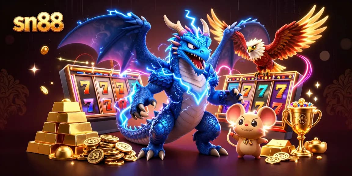 Experience thrilling gameplay at sn88 with vibrant slots, precious gems, and electrifying characters in a dynamic casino scene.