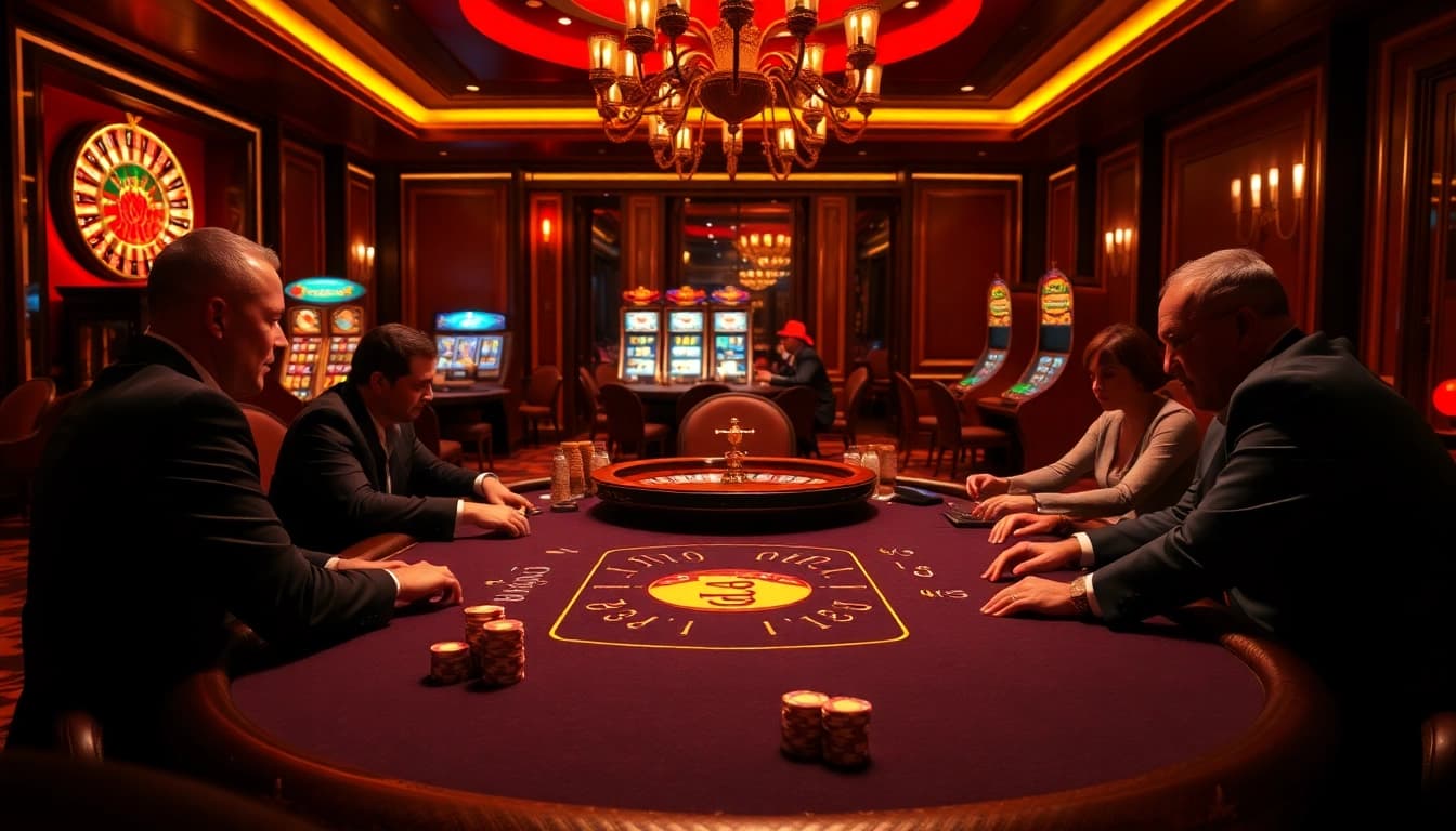Nohu-themed poker scene illustrating an exciting high-stakes game with chips and cards.