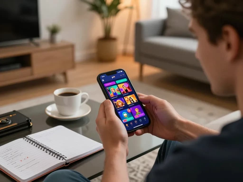 Player engaging with the go8 app on a smartphone, showcasing vibrant online casino gaming