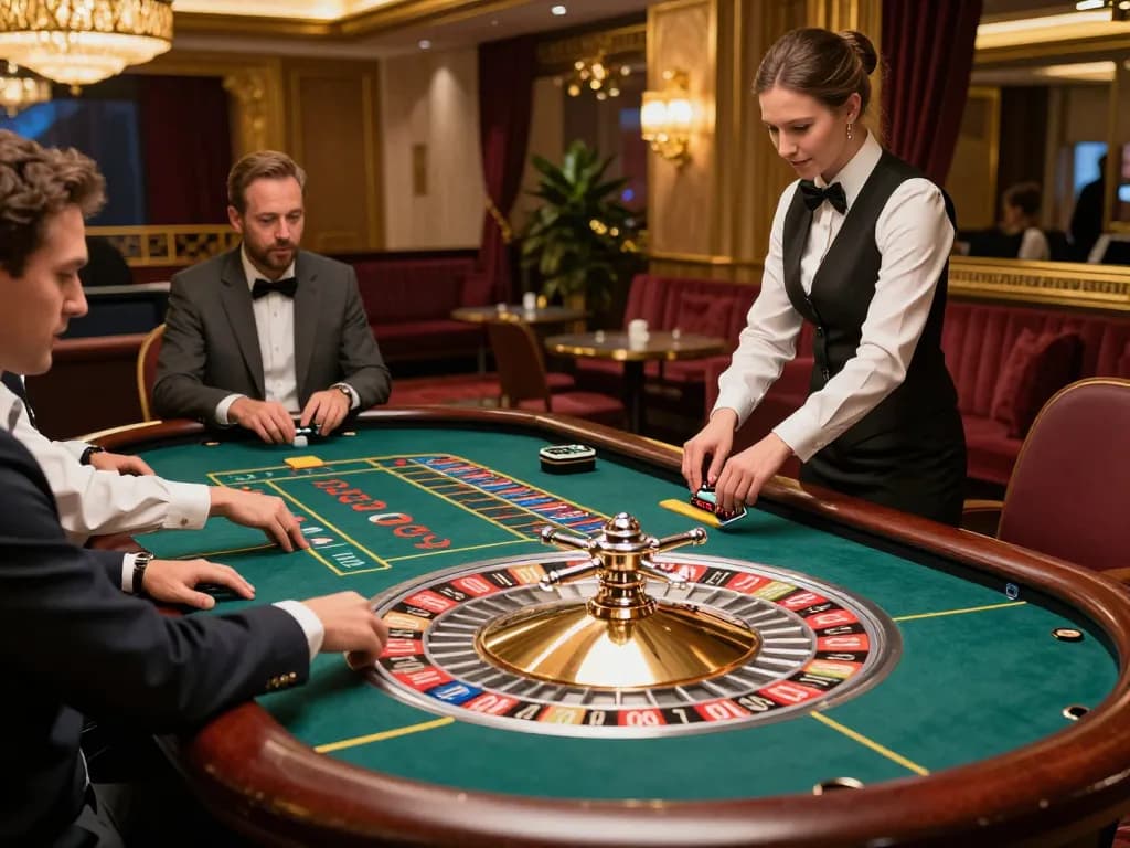 F168 players placing strategic bets at a vibrant roulette table in an elegant casino setting.