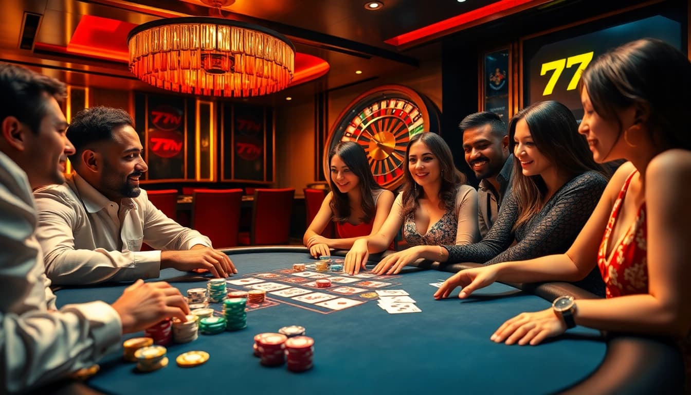 Immerse in the thrill of 77win as players engage in an exciting casino game experience.