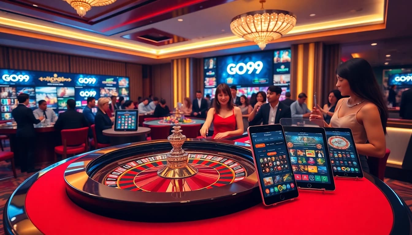 Experience the excitement of Go99 at a luxurious casino with vibrant games and enthusiastic players.
