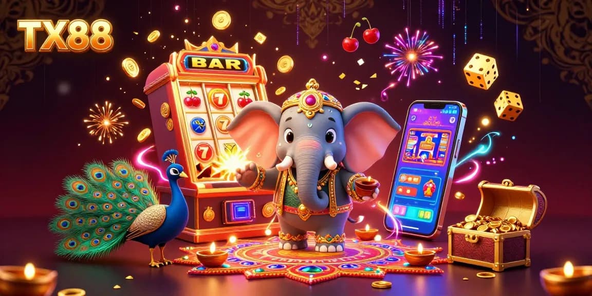 Spin the reels at TX88 and win a jackpot with vibrant casino elements in play.