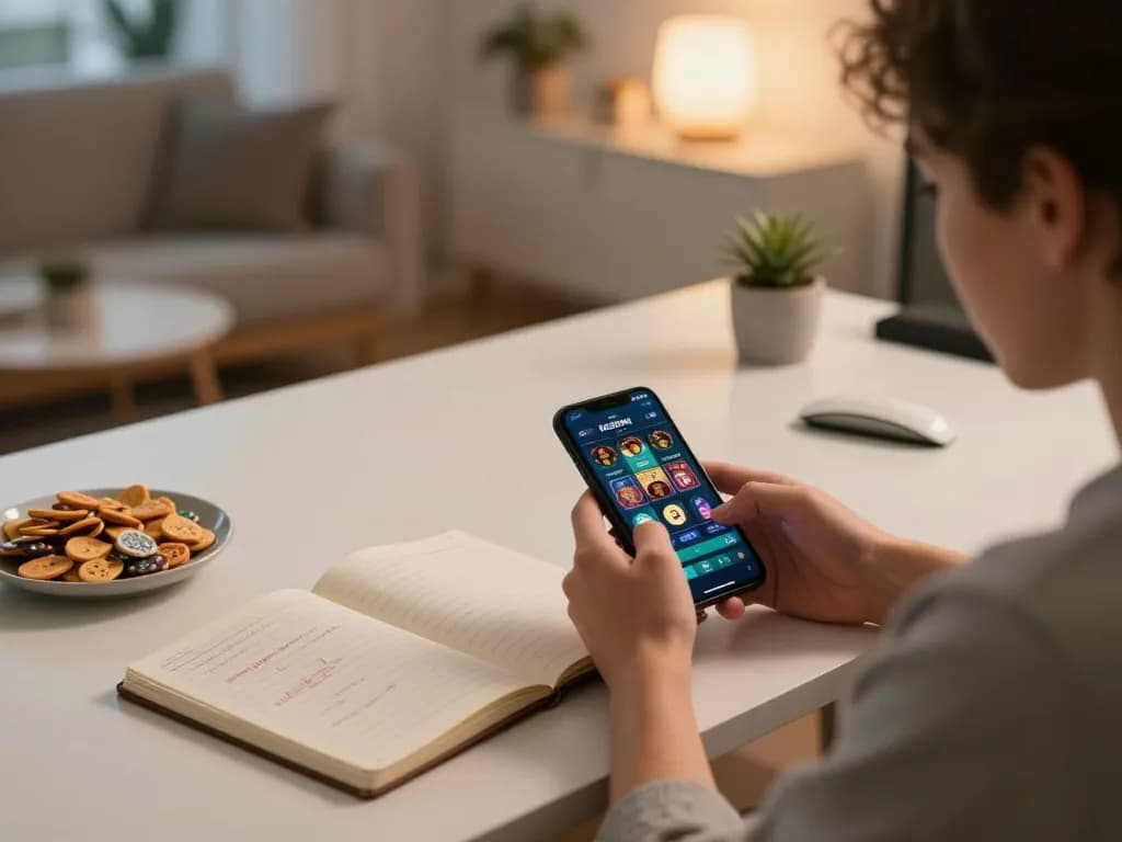 Engaging user navigates NK88 mobile casino app on smartphone, showcasing modern gaming experience.