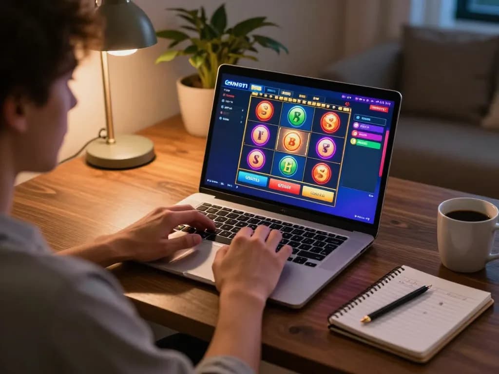 Experience engaging online gaming with gincal during a cozy home casino session.