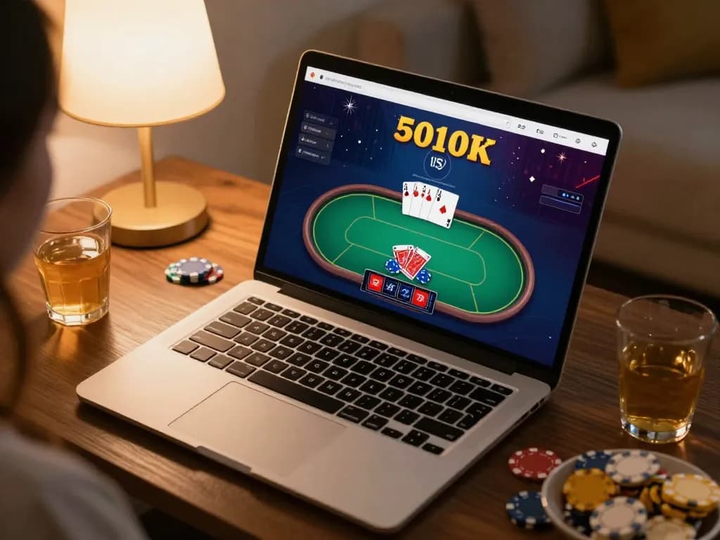 Engaging in F8bet casino online poker game from the comfort of home with cozy surroundings.