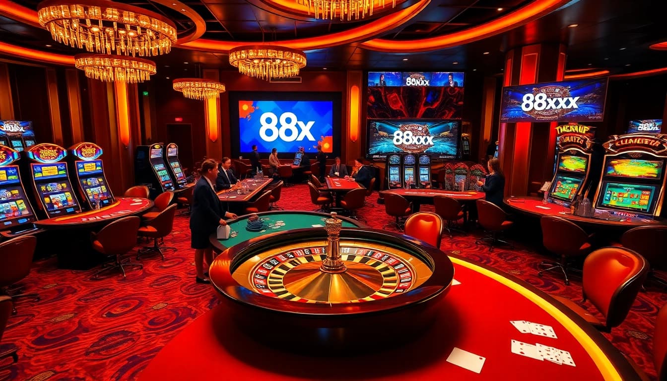 Experience the thrill of gambling at 88xx with vibrant casino tables and exciting gameplay.