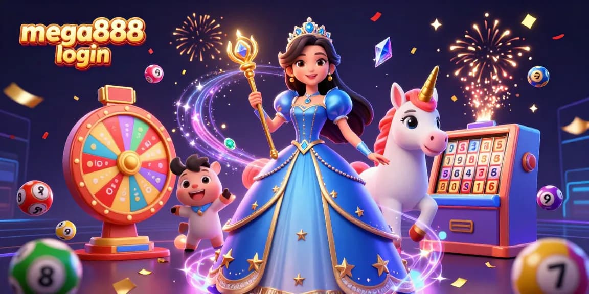 Experience seamless mega888 login with vibrant casino elements and a magical atmosphere.