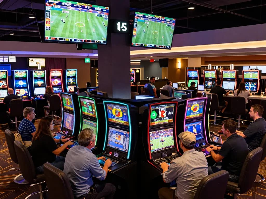 Sports betting excitement with vvvwin patrons engaging in game analysis and live betting