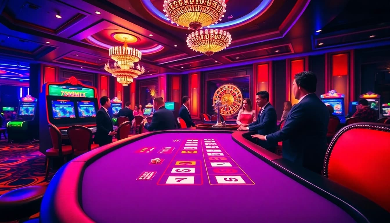 Players enjoying a thrilling moment at 789win's online casino, featuring vibrant colors and excitement.