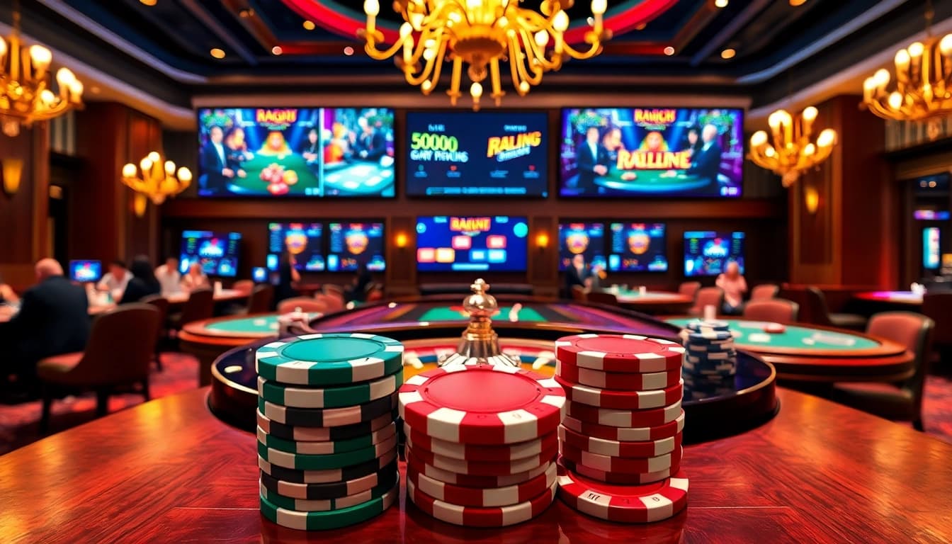 Exciting casino atmosphere at https://king888.dev/ with roulette and poker action.