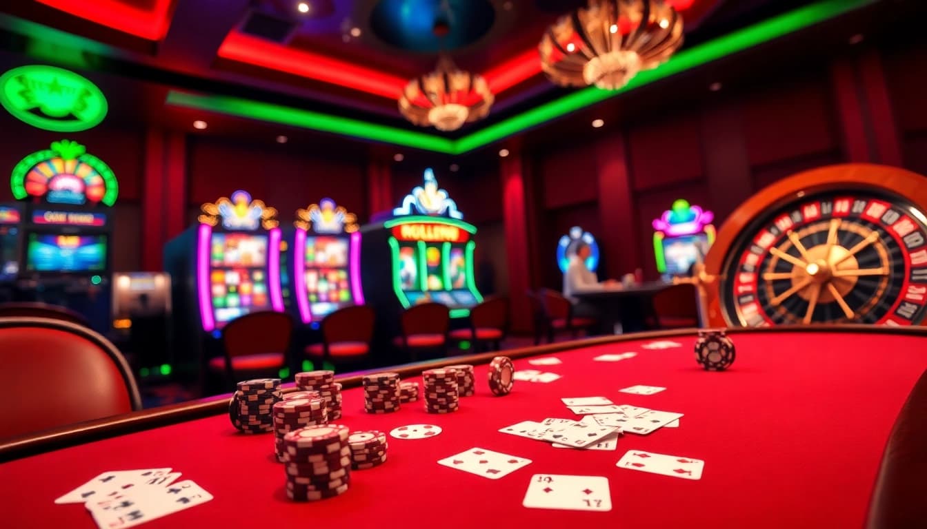 Players enjoying a thrilling game at Dominoqiu's luxurious poker table, highlighting the excitement of gambling.