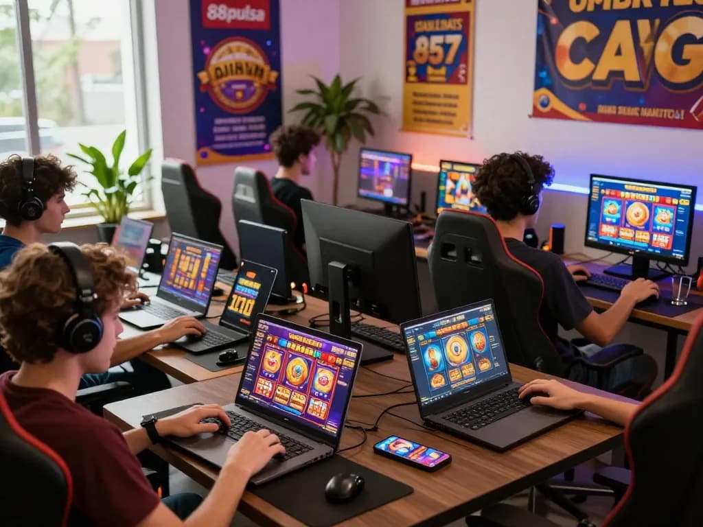 Exciting scene of players enjoying engaging slot games on 88pulsa platform.