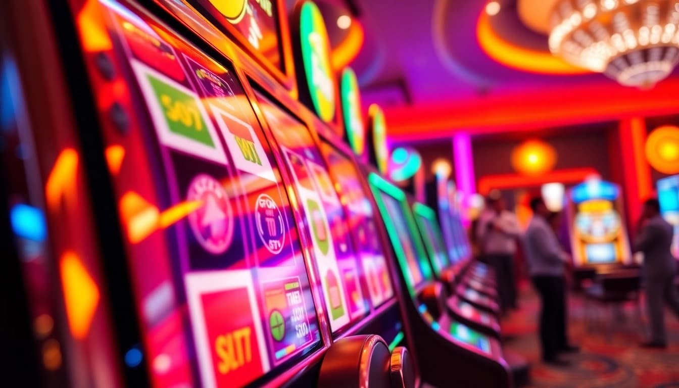 Menampilkan slot gacor yang menarik di casino yang ramai dengan pemain.