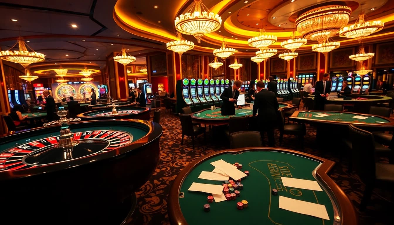 Experience thrilling gameplay at https://new88.gold/ with glamorous casino tables and engaged players.