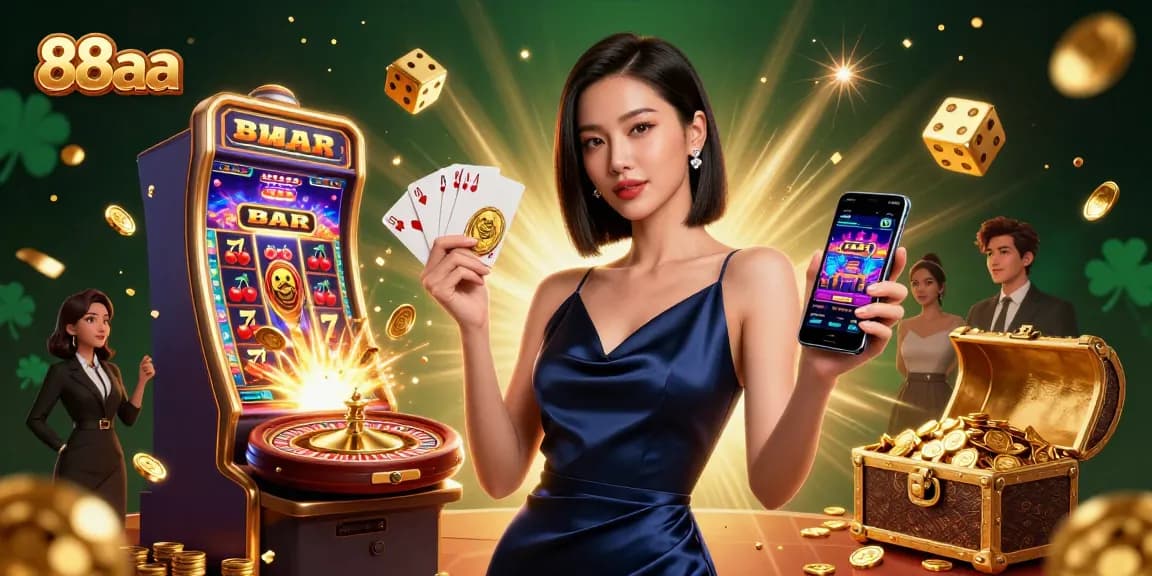 Experience the excitement of 88aa with a jackpot explosion in a vibrant casino scene.