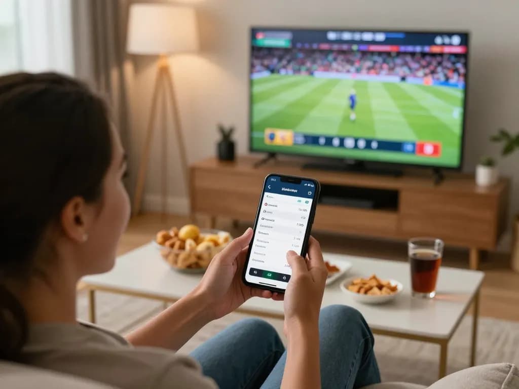 Engaging sports betting scene in South Africa, showing a person placing real-time bets using a mobile app.
