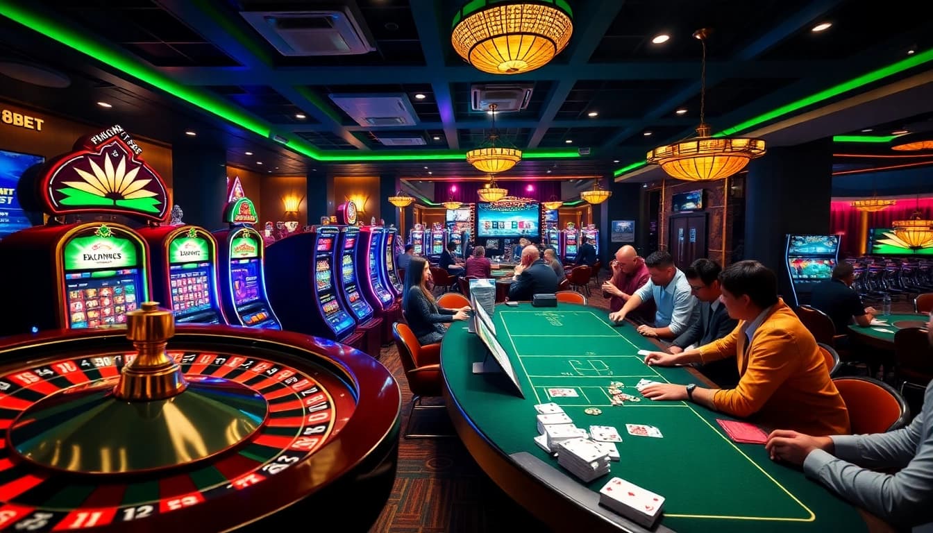 Experience the thrill of F8BET casino action with vibrant slot machines and engaging roulette tables.
