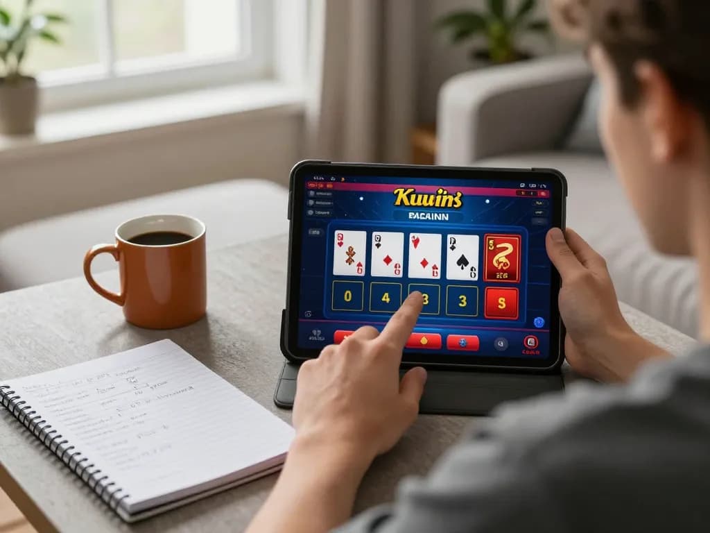 Kuwin online gaming experience on a tablet, showcasing vibrant betting options and strategies.