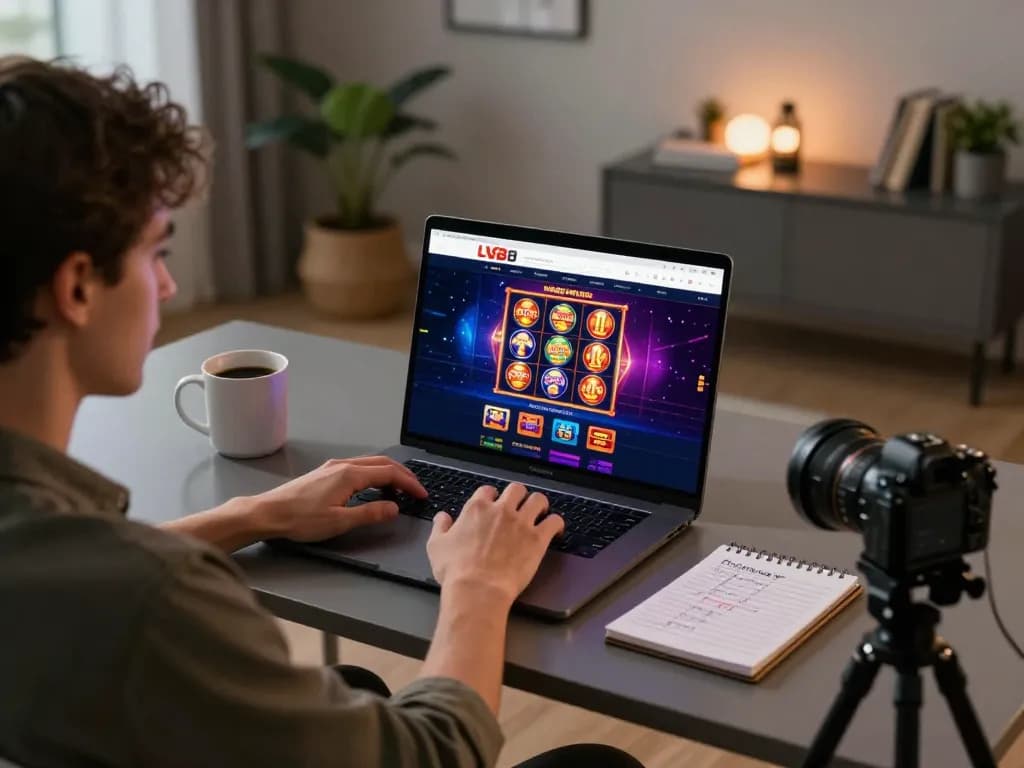 Engaging in strategic online gaming with LV88 on a modern laptop at home