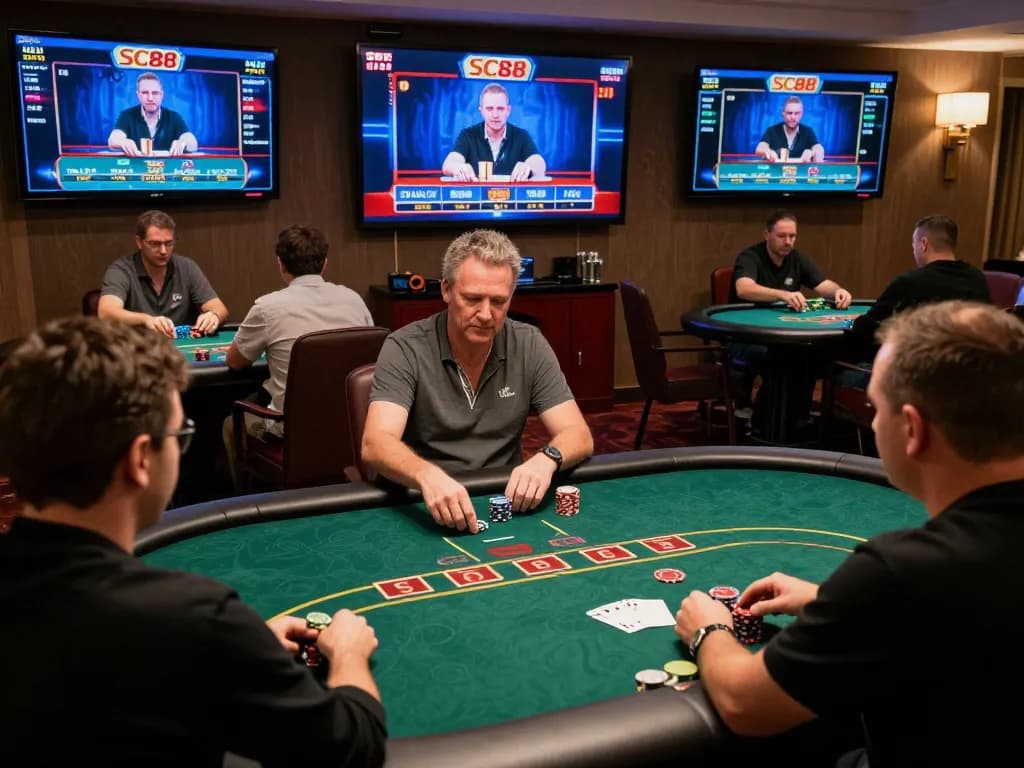 Engaging players at SC88's online poker table, showcasing strategic gameplay and immersive experience