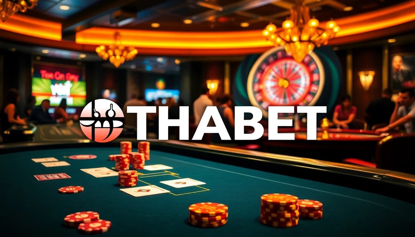 Experience thrilling gameplay at THABET with vibrant cards and chips at casino tables.