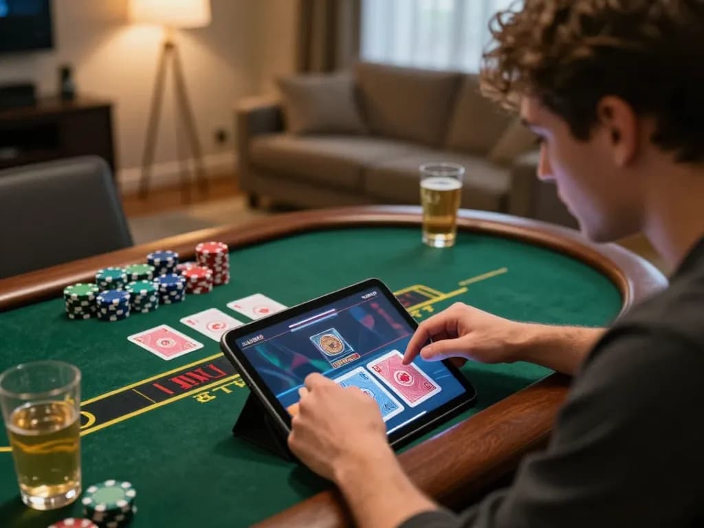 Players engaging with live dealer games at Jun88, showcasing strategic gameplay in a cozy environment.