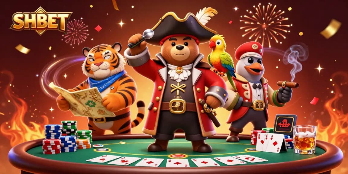 Experience exciting gameplay at SHBET with animated casino elements and engaging characters.