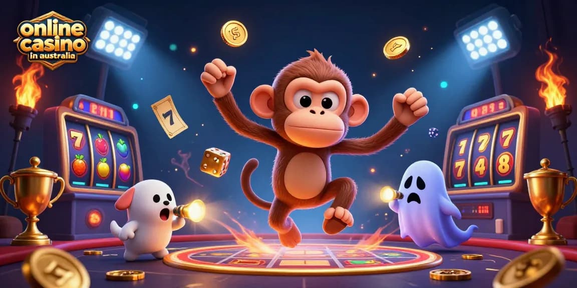 Experience the thrill of an online casino in Australia with vibrant slot games and playful gaming elements.