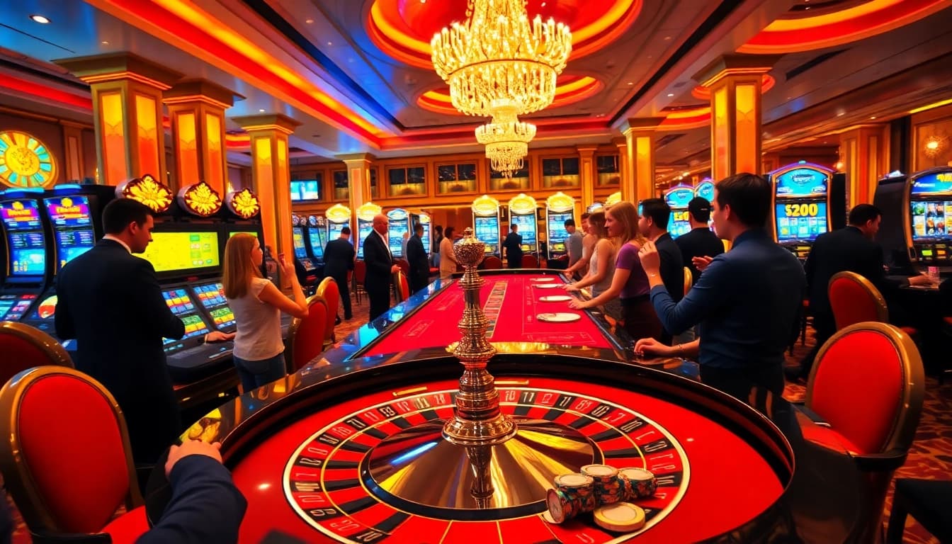Gamblers enjoy an exciting game of roulette at Rikvip's luxurious casino setting.