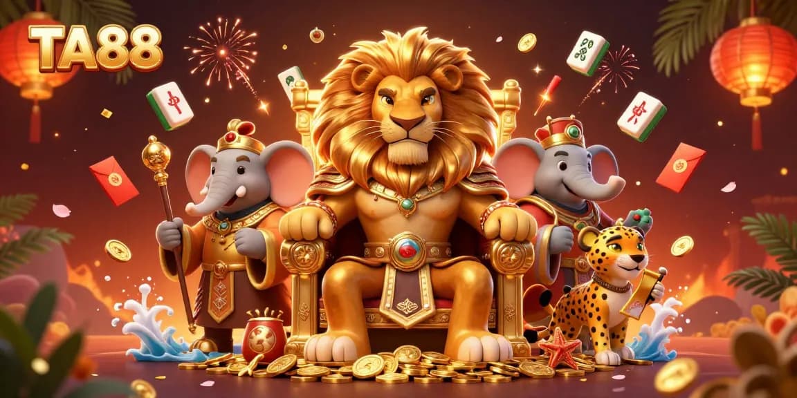 Experience exhilarating gameplay with TA88 as a lion king reigns over golden riches in a vibrant casino