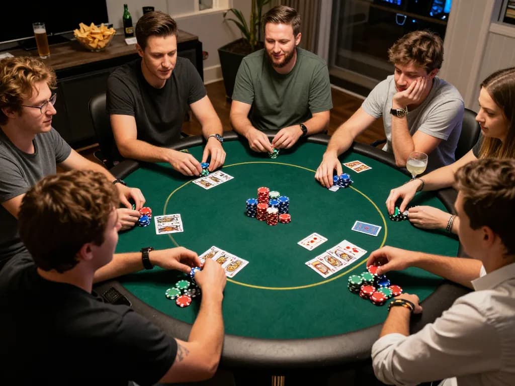 Engaged players enjoy a lively Poker 88 Login experience during an exciting home game night
