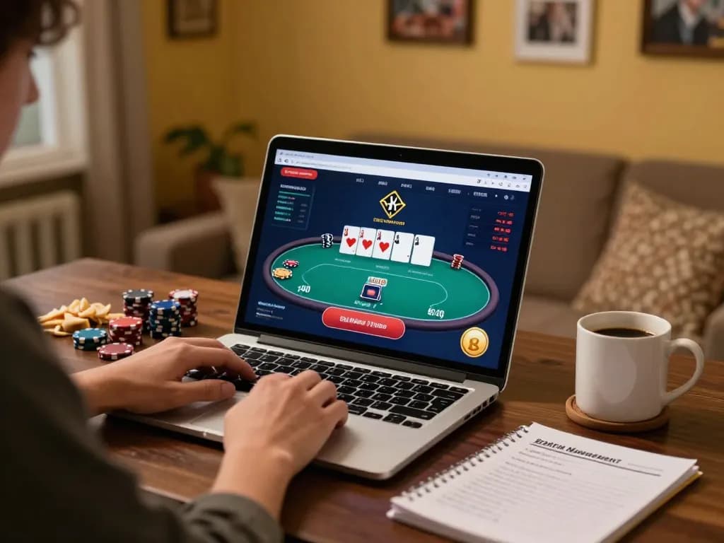 Toto8 link alternatif displayed actively during online poker session at cozy home setup