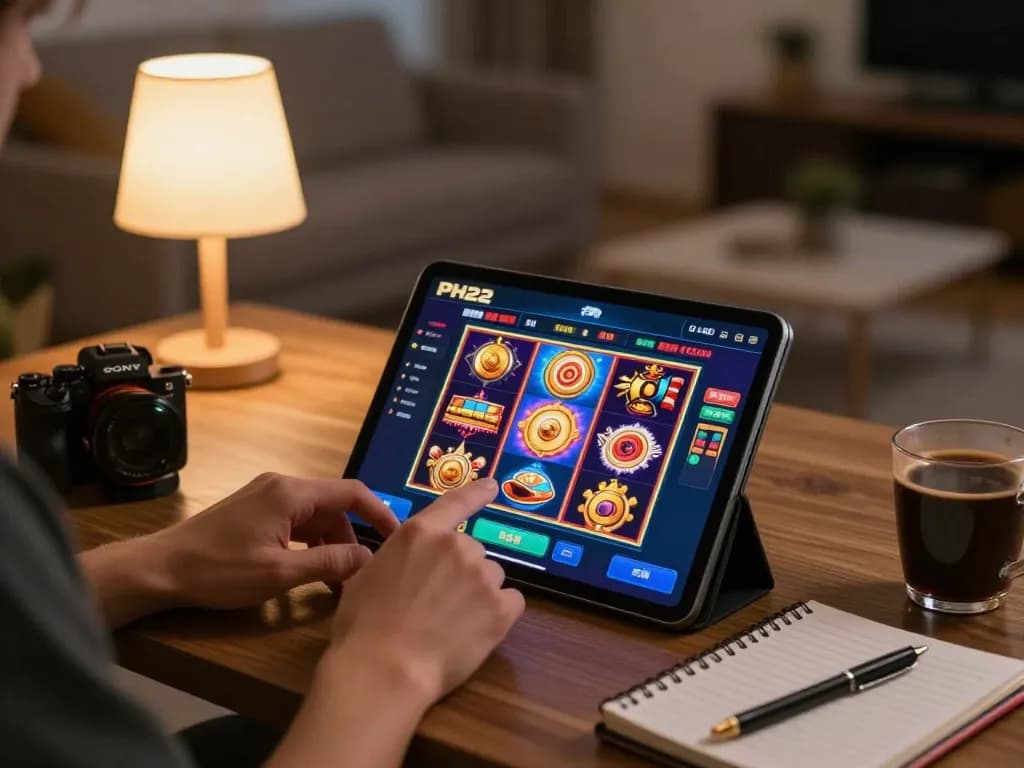 Engaging in thrilling gameplay on the PH22 app while surrounded by cozy home decor