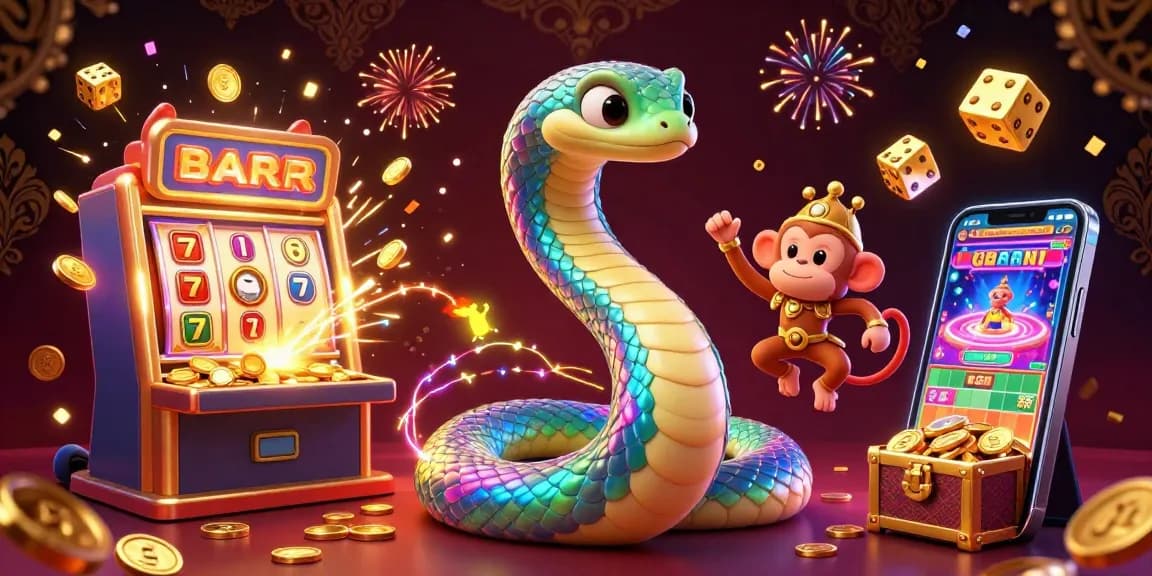 Engage with exciting online casino games featuring vibrant slot machines and playful characters.
