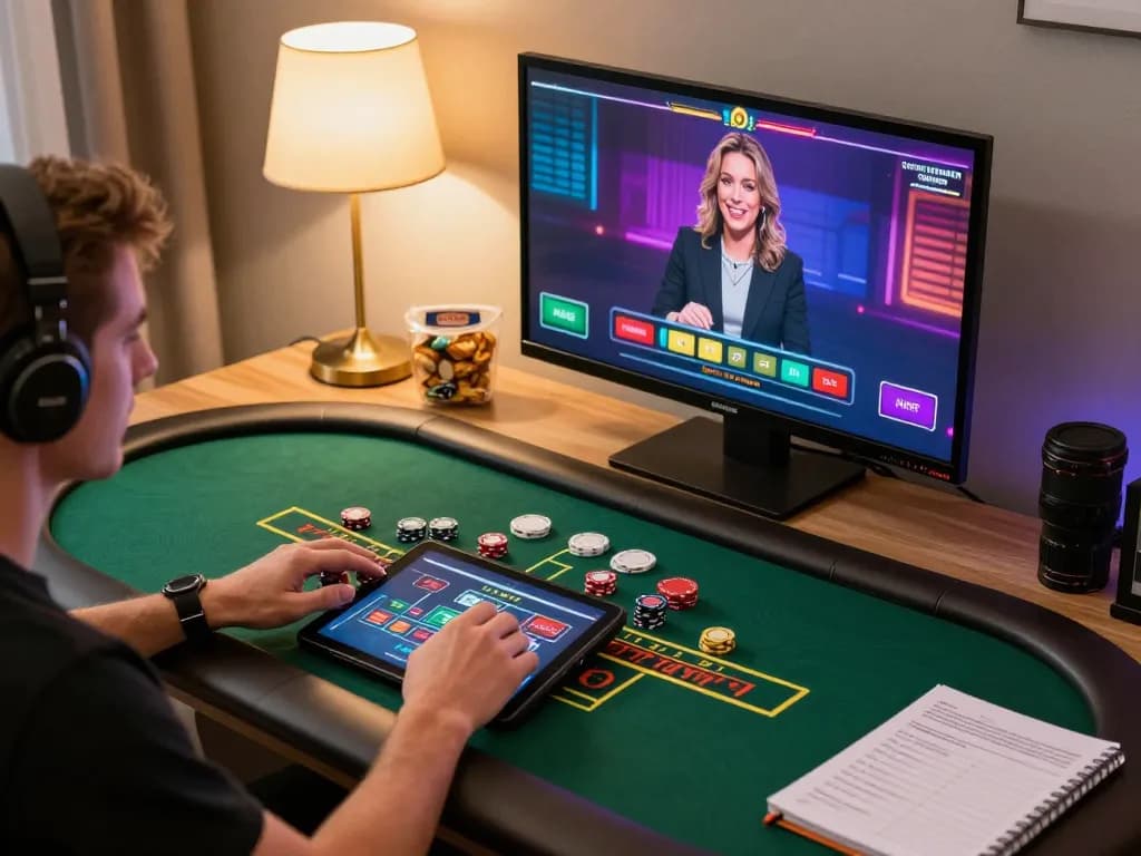 Engaging in live dealer blackjack on a tablet showcasing 789win's online gaming experience