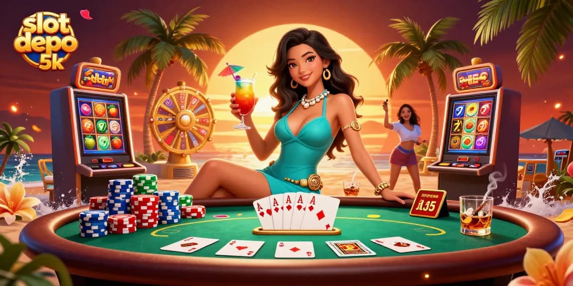 Experience the excitement with slot depo 5k in a vibrant casino scene filled with action.