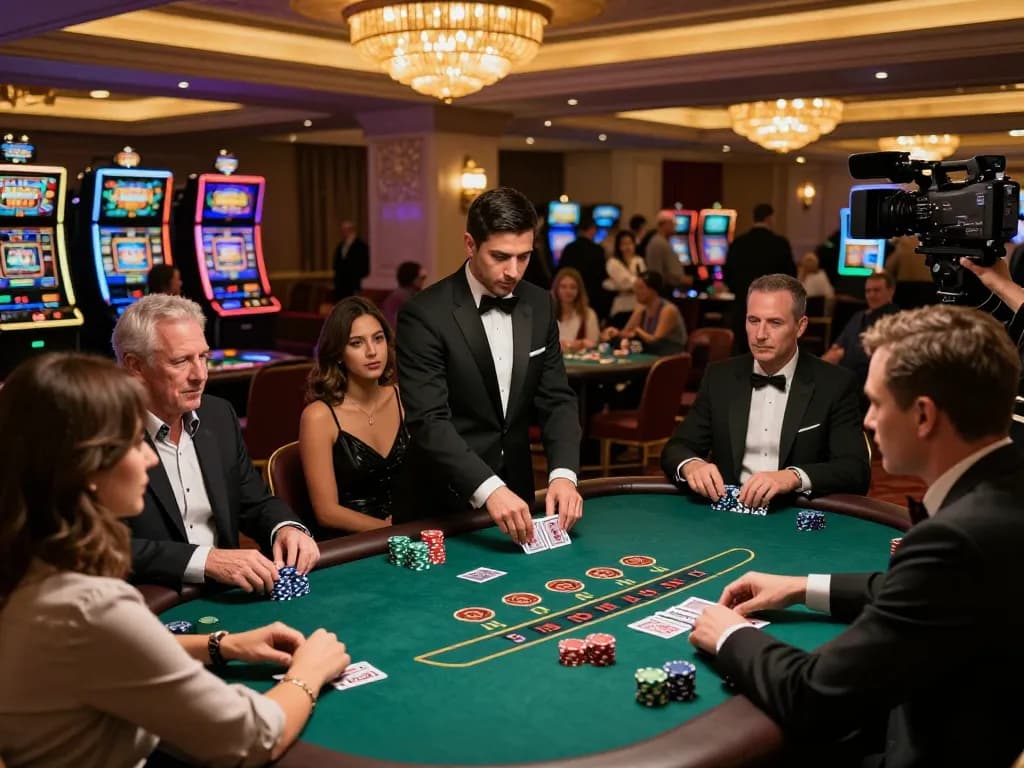 man88a blackjack players engaged in a high-stakes game at an elegant casino