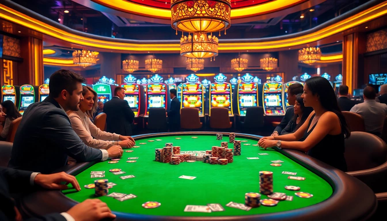 Ply pen4d at a vibrant casino table filled with colors, cards, and winning poker chips.
