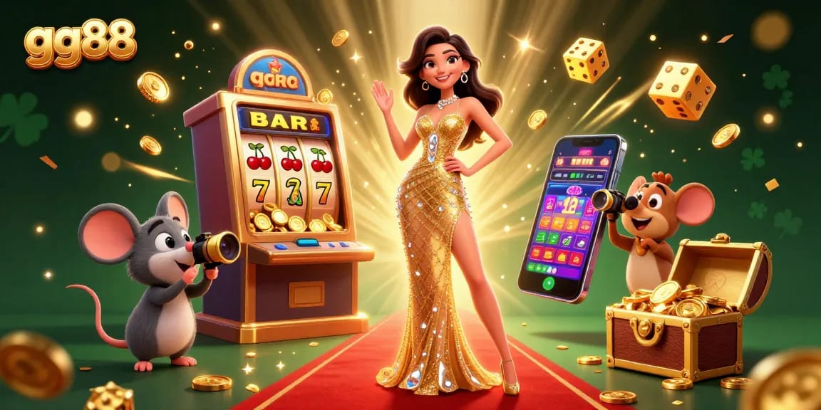 Play exciting casino games and win big at GG88 with this vibrant, dynamic illustration.