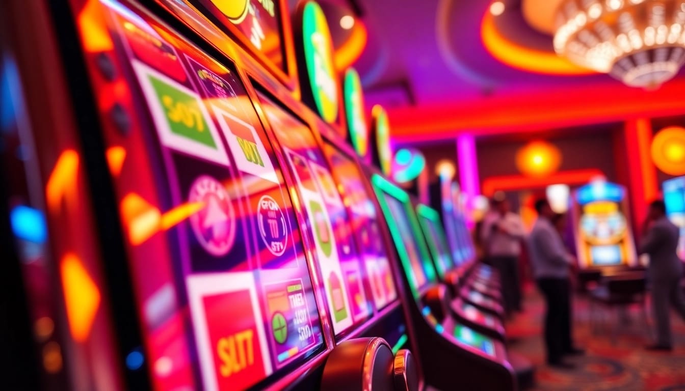 Menampilkan slot gacor yang menarik di casino yang ramai dengan pemain.