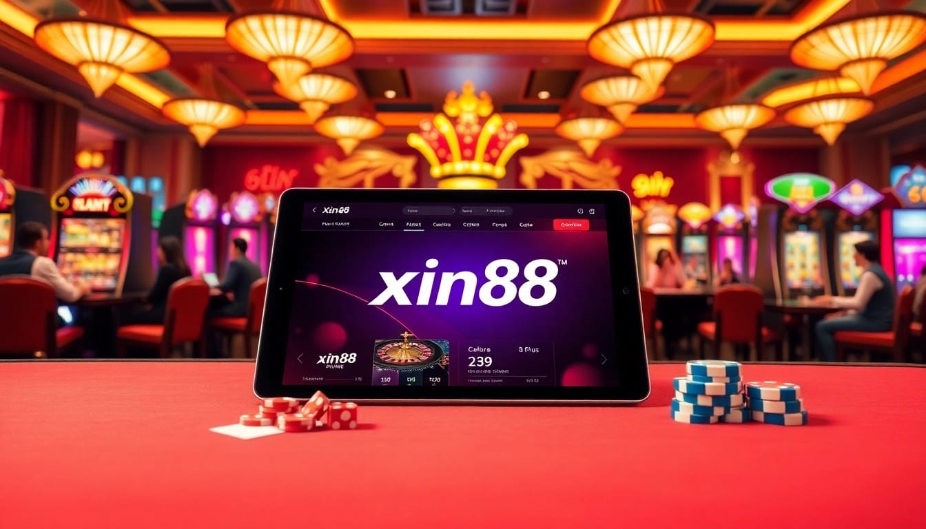 Experience the thrill of xin88 gambling with vibrant casino tables, live action, and sleek betting interfaces.