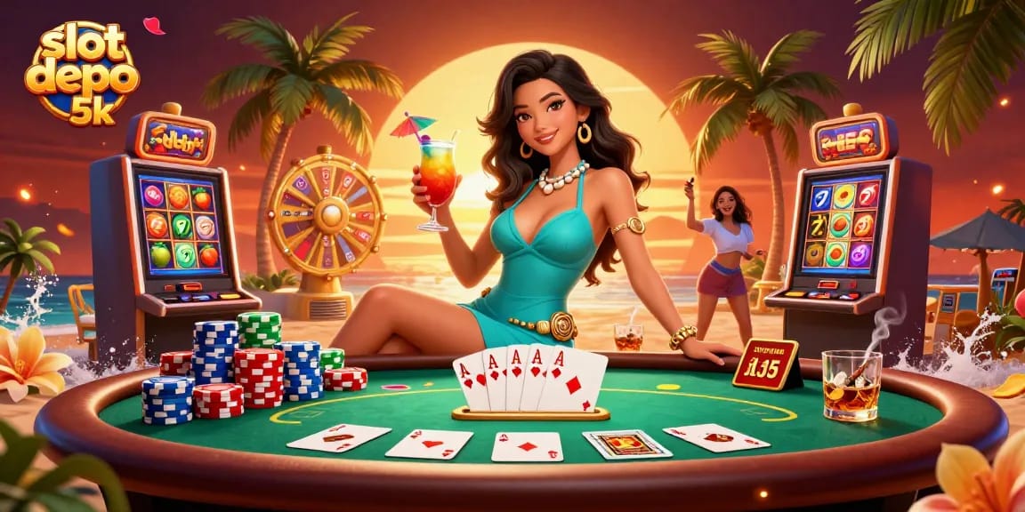 Experience the excitement with slot depo 5k in a vibrant casino scene filled with action.