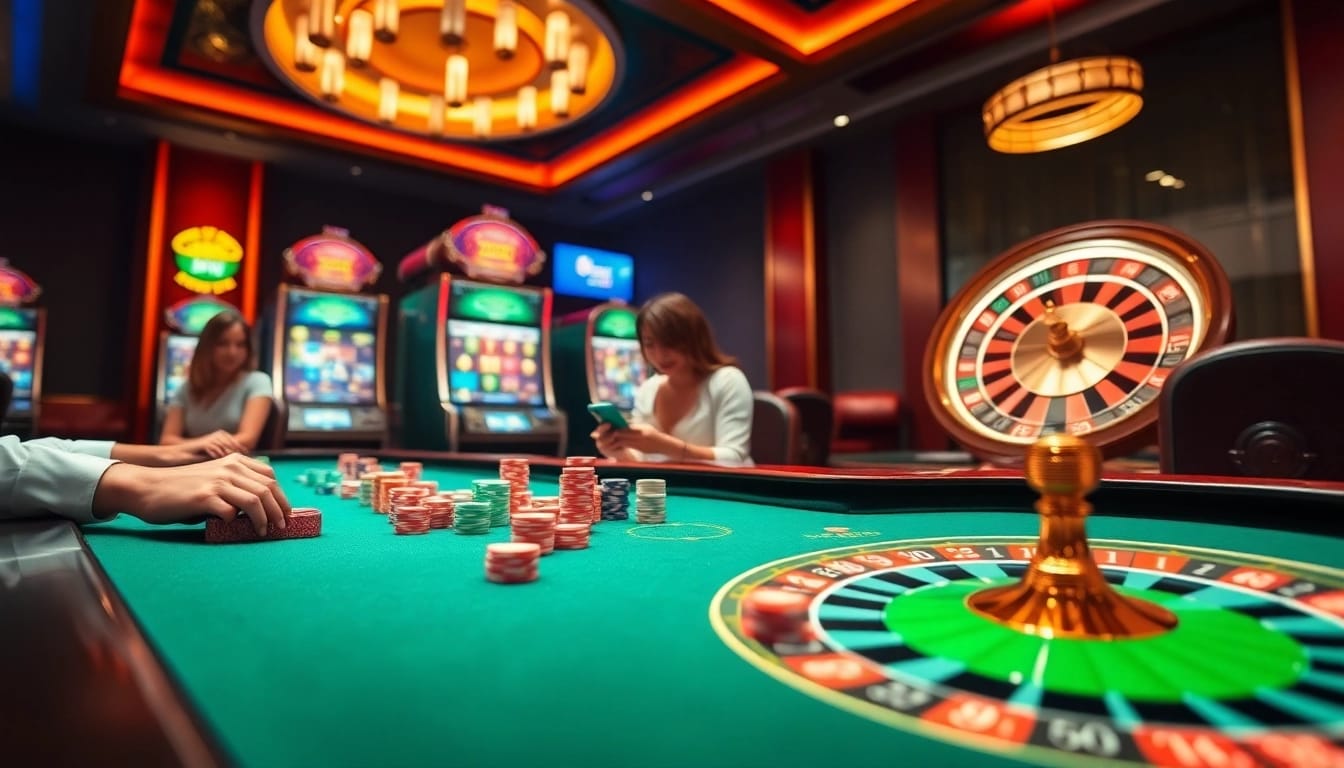 Experience thrilling gaming at Jili777 with vibrant slot machines and poker tables.
