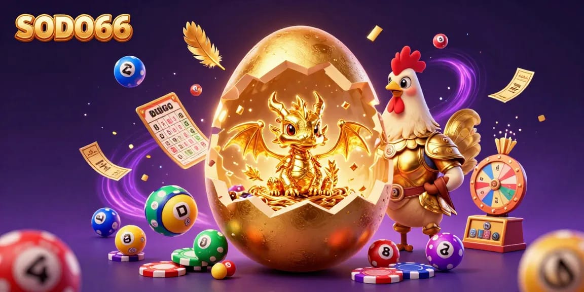 SODO66 captivates players with a golden dragon amid vibrant casino elements showcasing thrilling gambling adventures.