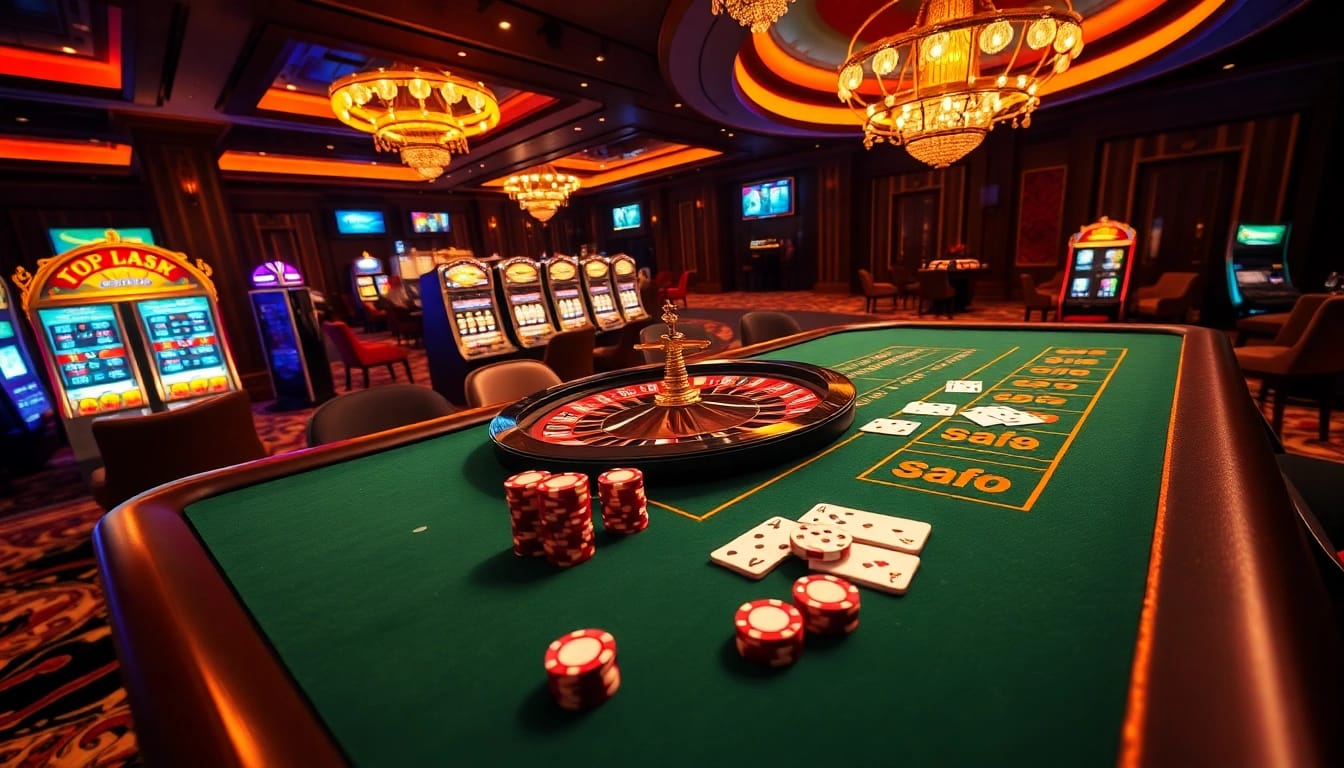 Excited players enjoying a high-stakes game at MM88 casino, showcasing poker chips and cards.