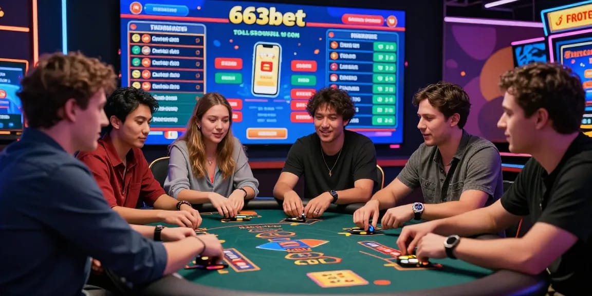 Exciting online gambling experience on 663bet with players engaging and digital displays showcasing betting options.