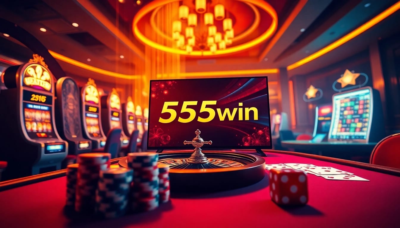 Experience thrilling casino gameplay at 555win with vibrant slot machines and poker tables.