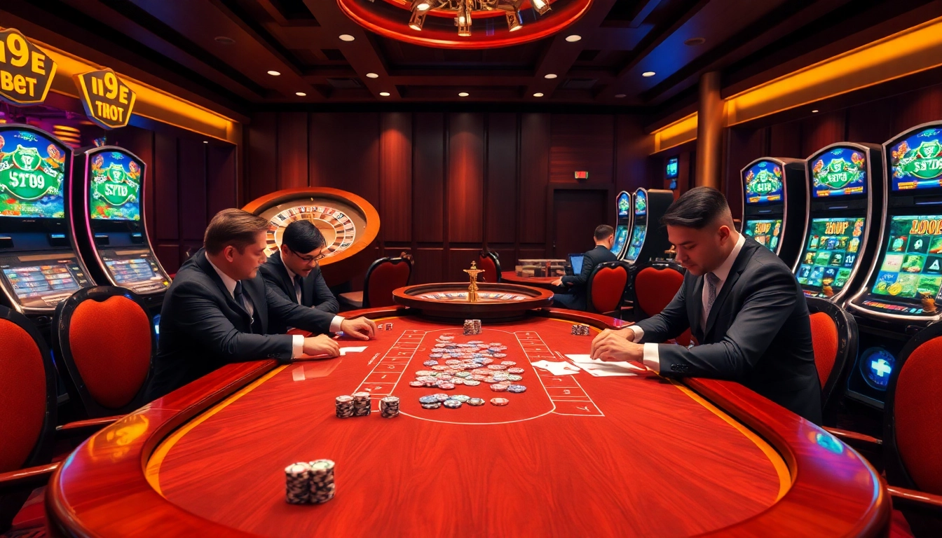 Experience high-stakes excitement with i9bet's luxurious poker table scene full of action.