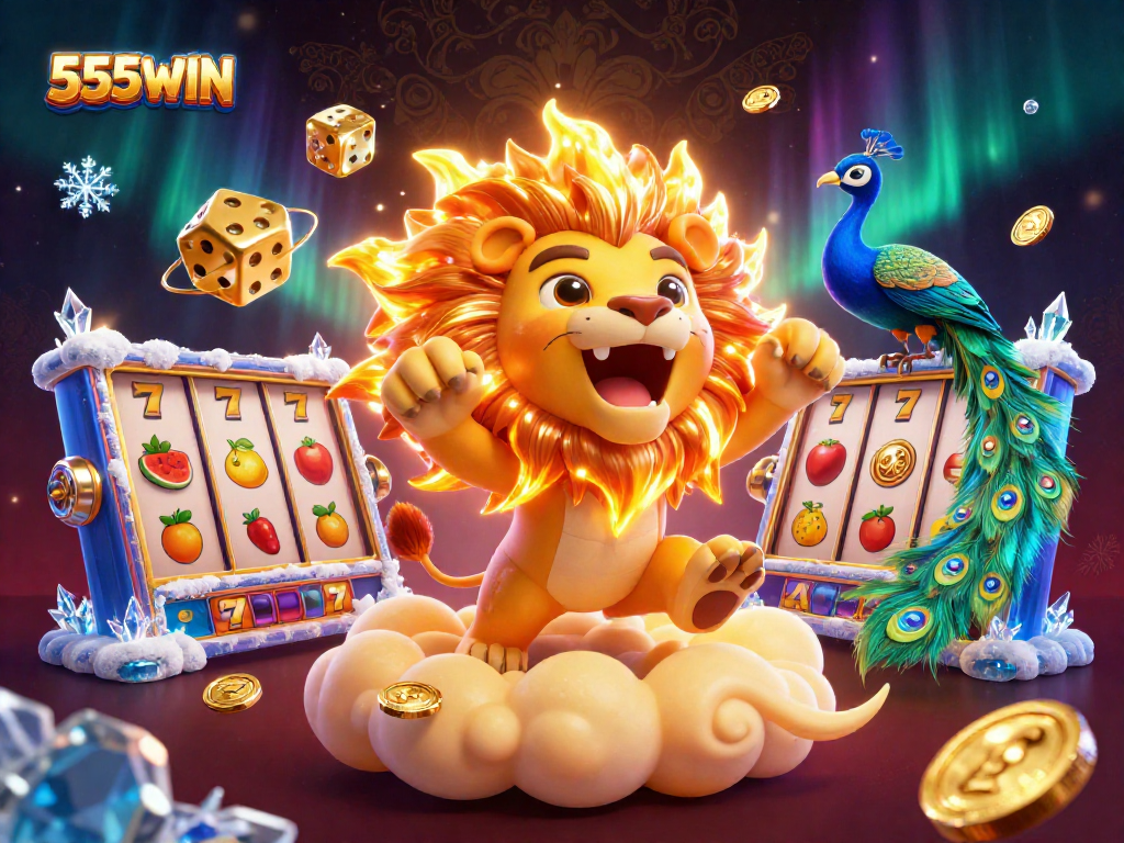 Experience thrilling wins and excitement at 555WIN with jackpot slots and vibrant casino elements.